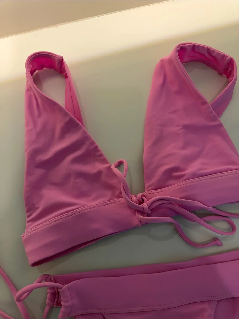 Lovers and friends ACE Pink Triangle Tie-Side Bikini Set - Picture 3 of 8